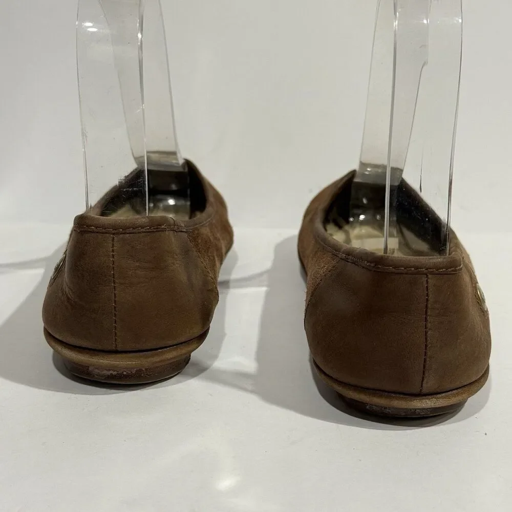 Women’s UGG Shoes Ballet Flats Brown Leather Sheepskin Size 5 - Picture 12 of 16